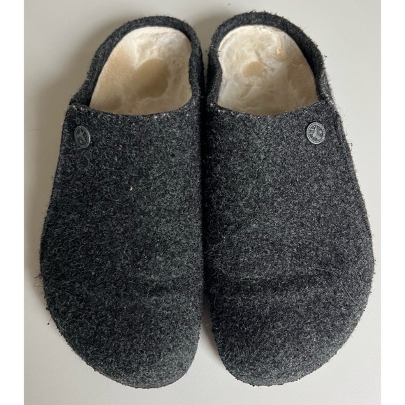 Birkenstock Shoes - Birkenstock Zermatt Wool Charcoal Gray Mules Slippers 40